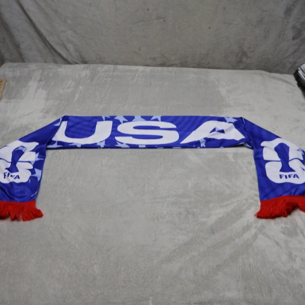 FIFA World Cup 2026 Scarf Unisex One Size Blue Stars Fringe Soccer USA Goal NEW